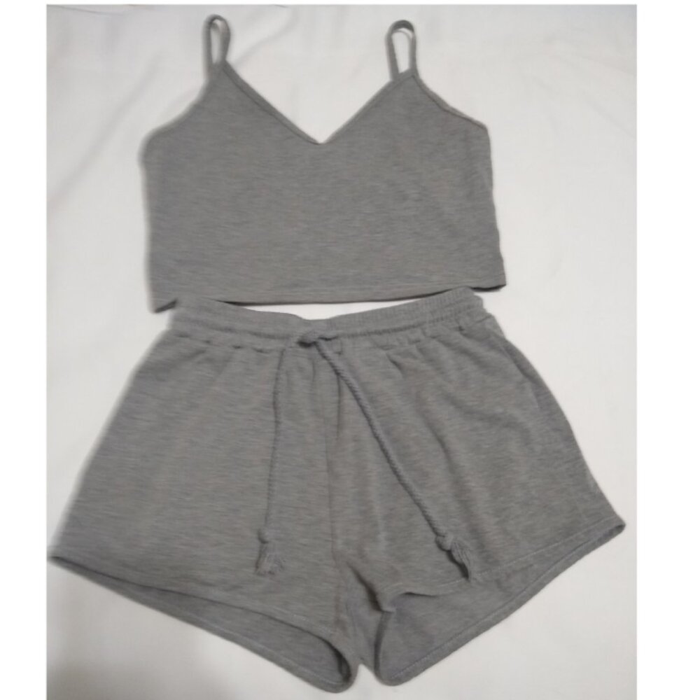 Heathered Knit Cami Top & Drawstring Shorts Set